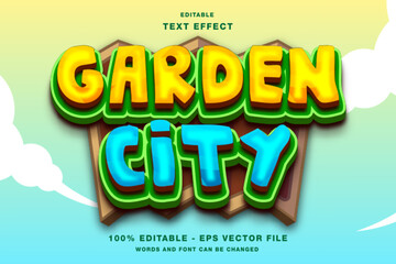 Garden City 3d Editable Text Effect Template Style Premium Vector