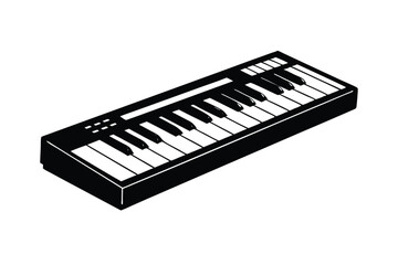 silhouette of an electric keyboard with knobs.eps