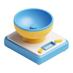 Kitchen scale with bowl.  Compact, colorful, digital food scale for precise weighing