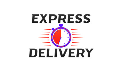 Courier service png. Fast truck and parcel label with red-blue icon and 24h delivery sticker. Vector banner for online shopping, logistics company, or promotional transport design.

