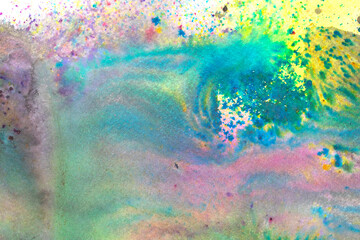 Abstrac Watercolour Vibrant Rainbow Paint Blending Together in a Cloud Shape Background