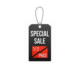 Sale banner png. Realistic red badge, price tag, and ribbon label collection for discount offers. Vector promotion design for store advertising, product display, or web template.

