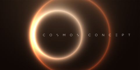 Abstract cosmic vector featuring a glowing circular core radiating soft light on a dark background. Perfect for futuristic branding, sci-fi concepts, digital design, and luxury-themed visual content.