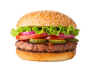 hamburger png beef burger png fast food sandwich png cheeseburger png grilled burger png takeaway food png lettuce and tomato burger png transparent background image