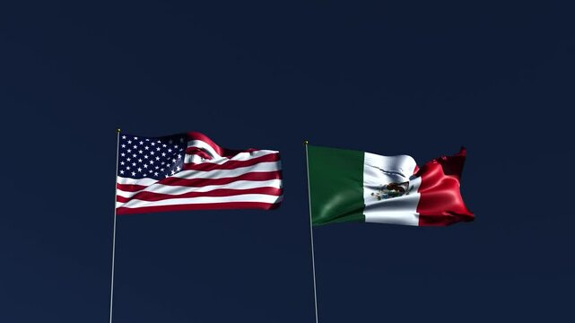 United state america us vs mexico flag waving country national international border protection texas fence border patrol security immigration boundary surveillance mexico united state america usa 