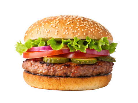 hamburger png beef burger png fast food sandwich png cheeseburger png grilled burger png takeaway food png lettuce and tomato burger png transparent background image