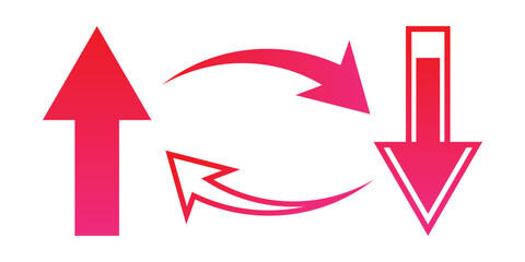 Arrow red gradient set. Vector.