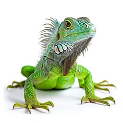 Obraz premium Detailed shot of a green iguana with sharp claws and spines