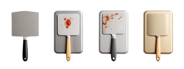 A set of three different types of pizza cutters