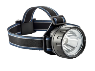 headlamp png LED headlight png wearable light png camping headlamp png hands-free light png outdoor adventure light png adjustable head torch png transparent background image