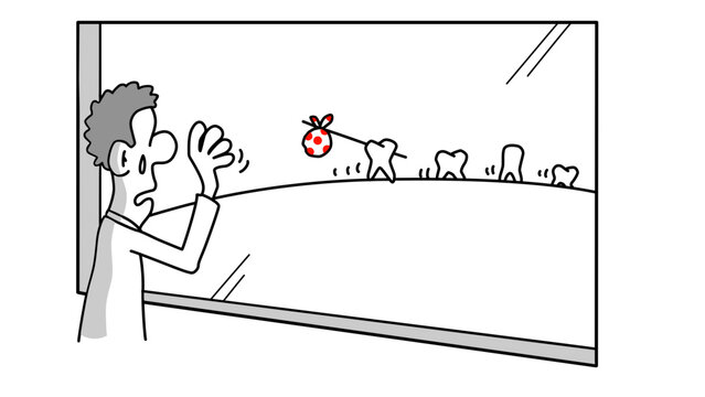 A dentist say goodbye to his teeth concept sktech  for dentist