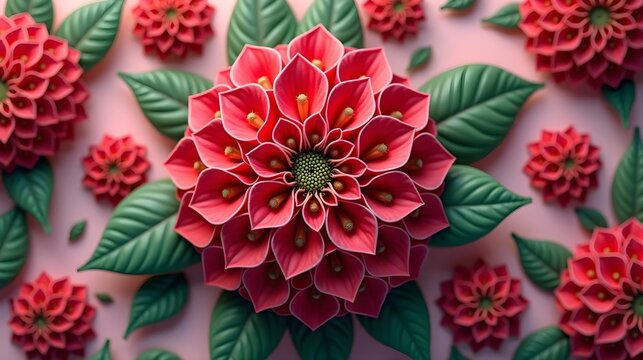 Kalmia on a vibrant background, top view photorealistic flower