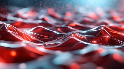 An abstract representation of flowing waves combining hues of red and blue, creating a dynamic visual that symbolizes energy, movement, and the essence of life.