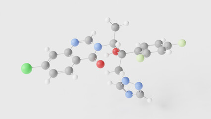albaconazole molecule 3d, molecular structure, ball and stick model, structural chemical formula antifungal