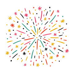 Colorful firework burst celebration party festival isolated on white background