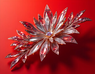 Elegant Jewel Flower on a Red Background for Festive Occasions and Celebrations