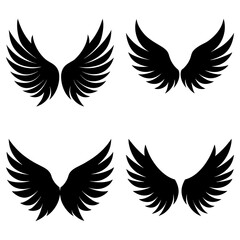 Fototapeta premium Four sets of stylized wings displayed in a symmetrical arrangement on a white background illustration