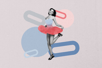Banner image poster art collage of happy girl guy dance weekend party chill entertainment success...