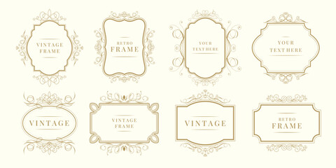 Vintage calligraphic decorative frames template set. Elegant retro ornamental borders, floral ornaments. Vector illustration