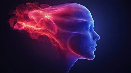 Abstract representation of a profile view of a head.