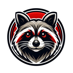 Stylized raccoon head mascot logo isolated on transparent background isolated on white background