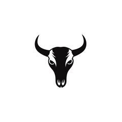 Bull Skull Vector Icon Isolated on White Background
