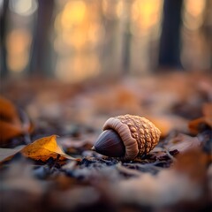 A charming snail crawling through lush green forest floor surrounded by leaves and twigs