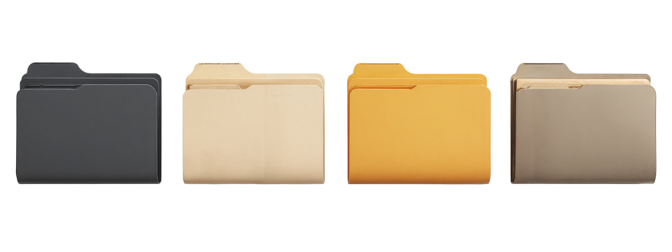 A set of three different colored file folders - Powered by Adobe