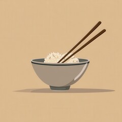 Simple bowl of rice with chopsticks.