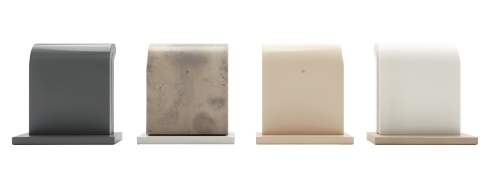 A set of four different colored marble blocks