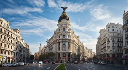 Fototapete Madrid Iconic Metropolis Building A Stunning Architectural Marvel in Madrid, Spain  © mohibul