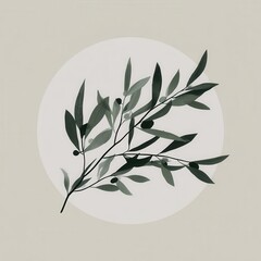 Elegant olive branch on a muted background.