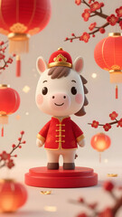Fototapeta premium Cartoon Zodiac Horse Character Illustration for 2026