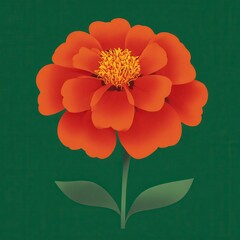 Vibrant orange flower on a dark green background.