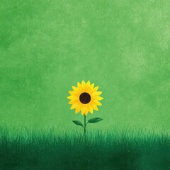 Single sunflower in a field of grass.