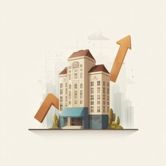 Illustration of a building with an upward trend.