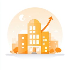 Urban skyline illustration featuring a growth chart.