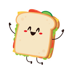 Sandwich character. Sandwich isolated on white background. Vector cartoon illustration of snack.
