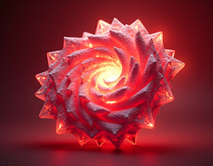 Abstract Glowing Rose Sculpture with Textured Petals and Radiant Light Center
