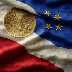 Patriotic Philippines flag waving fabric texture national pride symbol freedom red blue white golden sun