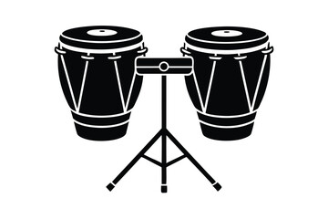 vector of conga drums on a stand.eps