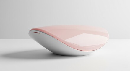 Modern pink and white ergonomic computer mouse on white background