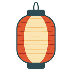 Glowing Traditional Japanese Red Lantern Illuminated on Summer Night
