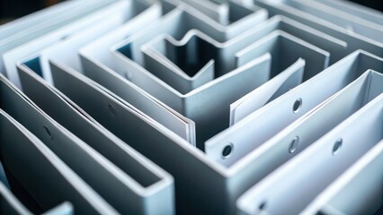 A close-up image of several overlapping file folders arranged to resemble a maze or labyrinth.