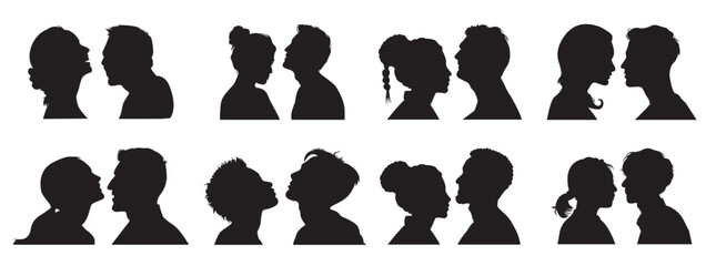 man woman side face vector silhouettes