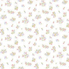 Flower pattern, ditsy floral seamless pattern. Small little flower background. Repeat pattern. Ditsy print. Botanic surface design. Ditsy floral flower pattern for fashion, fabric, wrapping, decor