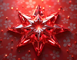 Radiant Starburst Ornament with Floral Backdrop for Festive Celebrations