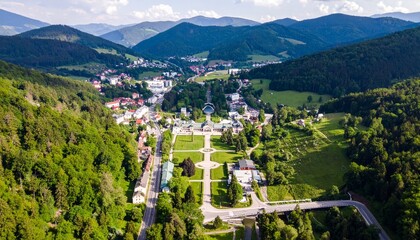aerial view of piestany spa city slovakia thermal baths and lush green landscape