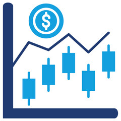 Stock Market Flat Blue Icon