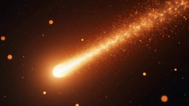 Fiery comet streaking through the night sky, capturing the dynamic beauty of space, against a starry and vibrant backdrop.